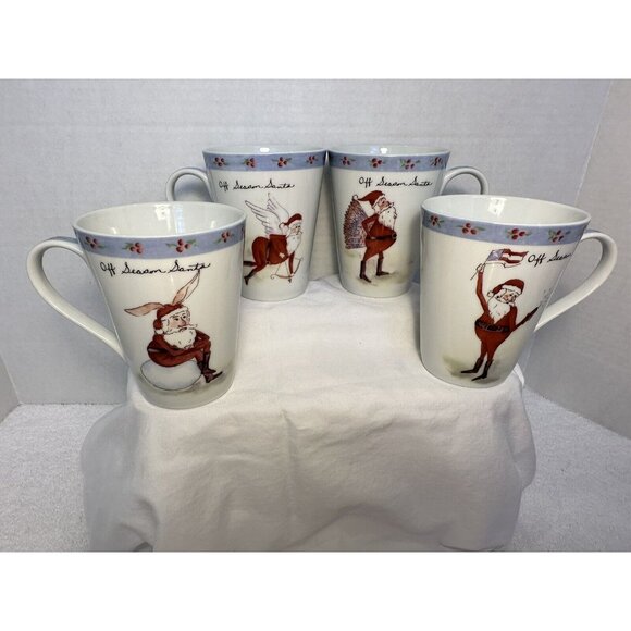 4 Tracy Porter Coffee Mug Cup Off Season Santa Christmas United States Flag 12oz - Picture 2 of 10